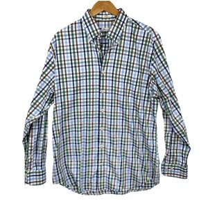Peter Millar trail Check Shirt of White/Green/Blue/Brown Classic Button Down-L